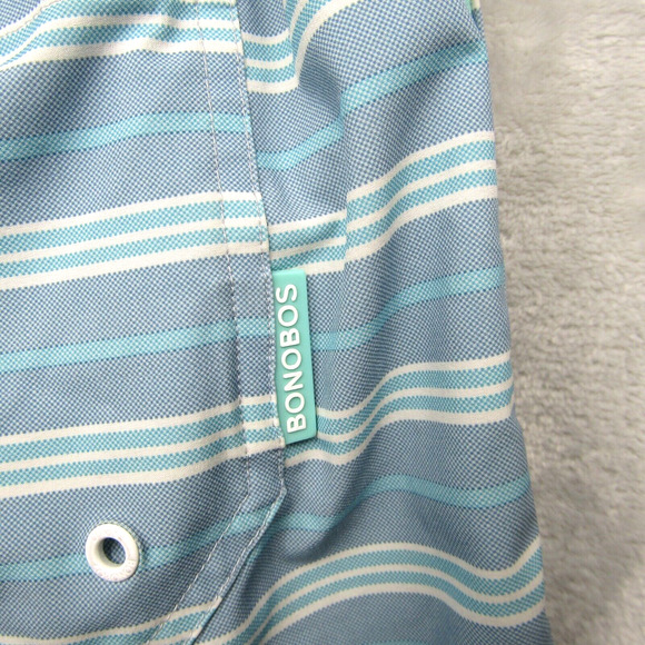 Bonobos Lined Surf Swim Trunk 8" Shorts Blue Striped Size Medium - Picture 4 of 10